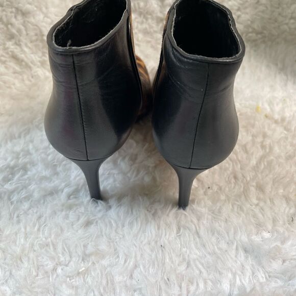 Nine West leather calf hair leopard print &black ankle slip on boots SZ9.5M - Picture 4 of 11